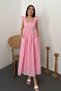 Pembe Dantelli Brode Elbise - 2