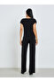 Black Solid Knit Top and Straight Leg Pants Co-Ords - 6
