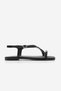 Women's Blunt Toe Stoned Cross-Strapped Flip-Flop Casual Sandals Zarev Black Satin - 4