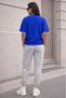 Women's / Girls' Oversize Grey Rose Thsort Tracksuit Set - Rose Printed Oversize T-Shirt & Jogger Pants - 2