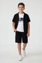 Black Boy's Linen Shirt and Shorts 3-Piece Set 24581