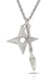 Shuriken and Kunai Necklace Japanese Ninja Star Pendant - Silver Color with Twisted Chain