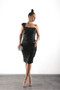 One-Shoulder, Sequined, Front Drape Detail, Knee-Length Lined, Evening Dress, Stylish Dress