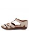 26016 Genuine Leather Daily Women's Sandals-Beige - 3