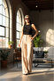 Women's High Waist Draped Wide Leg Premium Palazzo Trousers with Elastic Back - 3