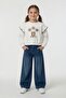 White Floral Embroidered Ruffle Jean Pants Girls' Set 24556