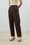 Brown Double Pleated Women's Trousers