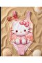 Girl's Cute Cat Character Printed Pool - Swimsuit