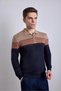 Patterned Polo Collar Zippered Knitwear - 4