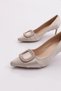 S7-5-22Y Women's Pointed Toe Knitted Buckle Heeled Shoes with Stone Edges - 4