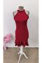 Women's Off-The-Shoulder Open Ring Collar Ruffle Janjan Short Dress - 7