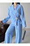 Thin Brooch Tie-Up Oversized Modal Jacket and Trousers Set - 8
