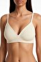 Soft Touch Seamless White Champagne Color Laser Cut Seamless Ribbed Adjustable Strap Women's Bra Without Underwire