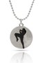 Muay Thai Fighter Necklace Fighter Silhouette Medallion Pendant - Black Color with Silver Color Ball Chain