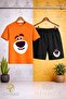 Crew Neck T-Shirt with Smiling Bear Printed Design - Shorts Set