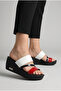 Red White Laci Women's Platform High Heeled Slippers