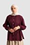 Muslin Shirred Detailed Shirt Burgundy - 6