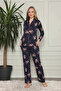 Floral Patterned Buttoned Long Sleeve Pajama Set