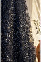 Beaded Tulle Hijab Evening Dress 5730-02 Navy Blue - 4