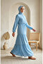 Hakim collar polka dot hijab dress 0290-04 indigo - 3