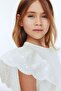 Flutter-sleeved broderie anglaise top - 2