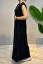 Ribana Detailed Zero Sleeve Long Combed Cotton Dress 13274 Black - 3