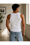 Slimfit Halter Neck Ribbed Men's Sports Athlete Undershirt Flexible Fabric Structure 2 Pieces White Color - 2