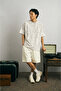 Unisex Cream Oversize 100% Cotton Patterned Crew Neck Street Style T-Shirt Polized - 3