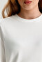 White Half Sleeve Knee Length Skirt Hem Lace Dress - 7