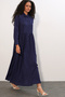 Women's Buttoned Long Hijab Dress 2591 - Navy Blue - 5