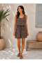 Women's Round Neck Strap Waist Tie Belted Patterned Casual Elegant Single Jersey Dress - 5