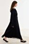 Imported Fabric Collar and Sleeve Flounce Lace-Up Chiffon Dress - 2