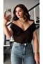 Bitter Brown Lyocell Blended Double Breasted Blouse - 4