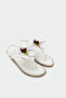 Peta Orkide Detailed Stoned Women's White Flat Sandals