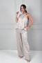 Women's Thin Strap Blouse Elastic Waist Pocket Palazzo Pants Geometric Pattern Satin 2-Piece Suit - 2
