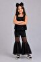Girl's 3D Rose Printed Halter Blouse with Transparent Tulle Spanish Flare Black Bottom Top Set - 2