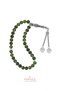 Certified 8 mm Jade Stone Lotus Flower Steel Tassel Natural Stone Prayer Beads