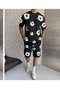 Trendy Floral Patterned Unisex Oversize Two-Piece Set - 7
