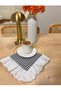 Scalloped Ruffled Pitikare Coffee Presentation Napkin & Cocktail Napkin & Presentation Holder (1 Piece Black) - 3