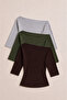 Women's Body-Fitting Basic 3-Piece Tight Blouse