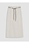 Gencc Quality Linen Blend Skirt with Belted Waist - 5