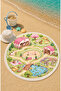Farm Garden Themed Round Children's Beach Towel Green 150 cm