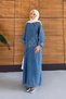 Women's Sequin Embroidered Bat Sleeve Denim Dress - 4