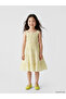 Nevavm Flower Patterned Girl's Crinkle Dress with Difference