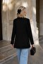 Women's Black Long Jacket with Stitched Waist ARM-26Y001063 - 2