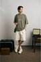 Unisex Green Oversize 100% Cotton Back and Front Brown Printed Crew Neck Street Style T-Shirt Weave - 2