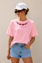 Rose Collar Detail Printed Unisex Oversize T-Shirt – Cotton Crew Neck Casual T-Shirt
