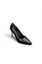 Patent Leather Women's Heeled Evening Dress Shoes Gold Detailed Stiletto Flat Open Back