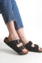 Madrid Unisex Orthopedic Sole Slippers with Double Strap Buckle, Daily Comfortable Outdoor Slippers, Cork Sole, Black - 3