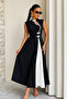 Women's Window Neckline Detailed Half Turtleneck Special Design Midi Dress - 3